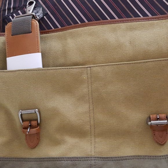 Cutter & Buck Messenger Bag Canvas/Leather *Embossed, AS IS - Picture 12 of 16